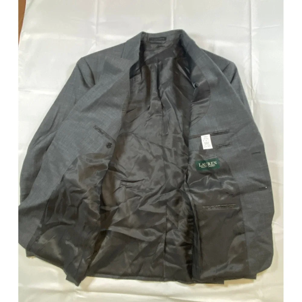 Lauren Ralph Lauren‎ Mens Grey Wool Blend Blazer Jacket Size 40R